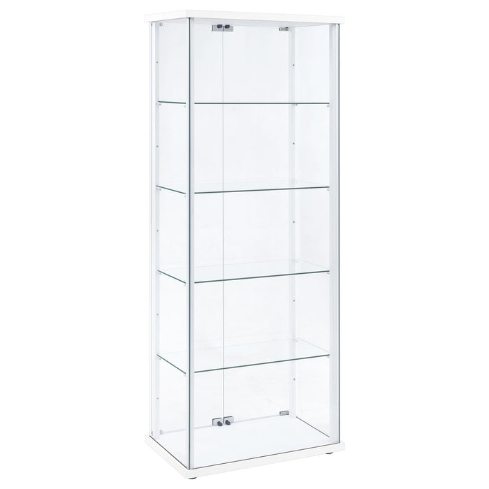 Delphinium 4-Shelf Clear Glass Curio Display Cabinet White