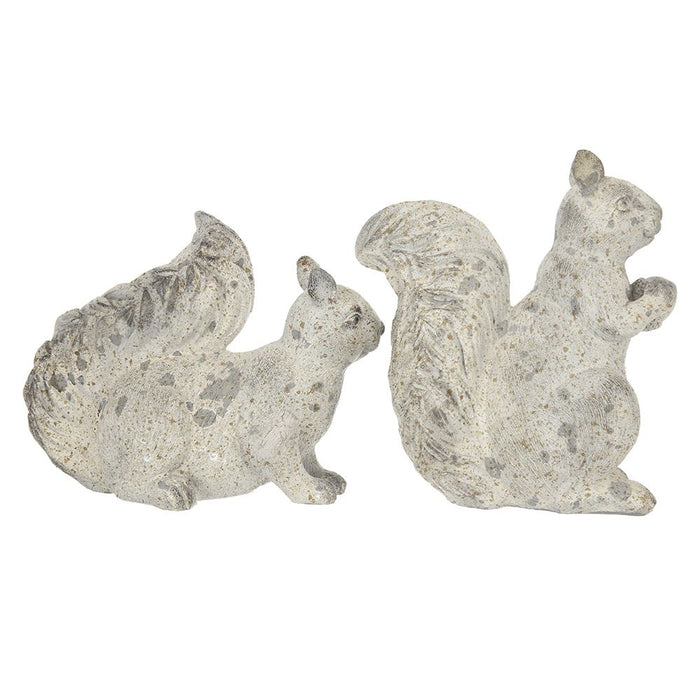 Resin Standing &amp; Lying Down Squirrel Rustic, For Harvest Festival Fall Festival &amp; Thanksgiving Table Decorations (Set of 2) - Antique Cream