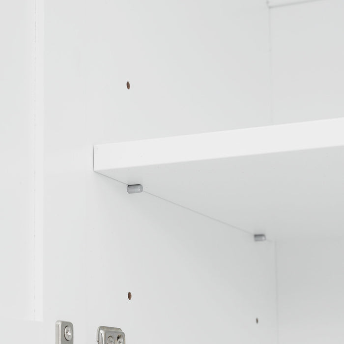 Bathroom Vanity With 2 Damping Hinge Doors, 3 Drawers, Adjustable Shelves - White