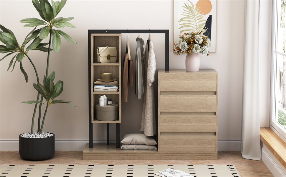 Wardrobe With 4 Drawers And 3 Shelves