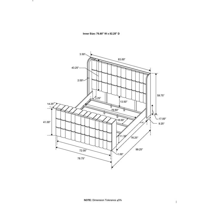Isaiah - 5 Piece Bedroom Set With TV Lift-LED, Speakers And Fireplace