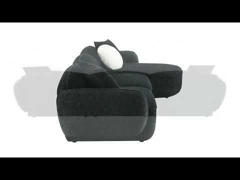 Lucifer - Sectional Sofa With 3 Pillows - Black Shimmer Chenille