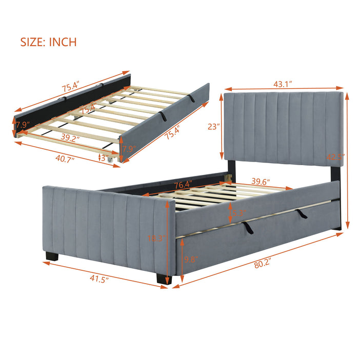 Upholstered Design Platform Bed With Trundle