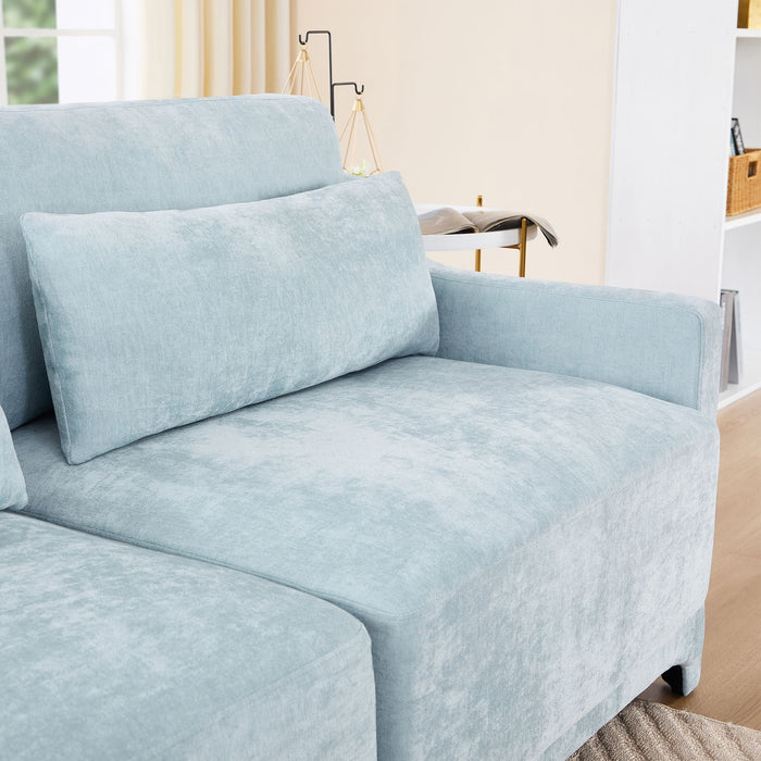 Stylish Sofa With Ottoman And Lumbar Pillows, Ergonomic Design
