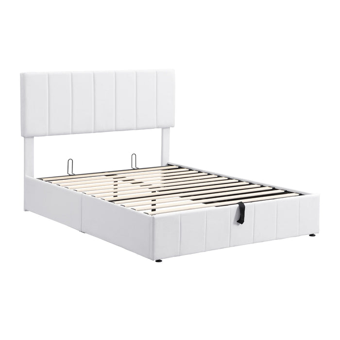 Elegant Upholstered Platform Bed With Hydraulic Storage System