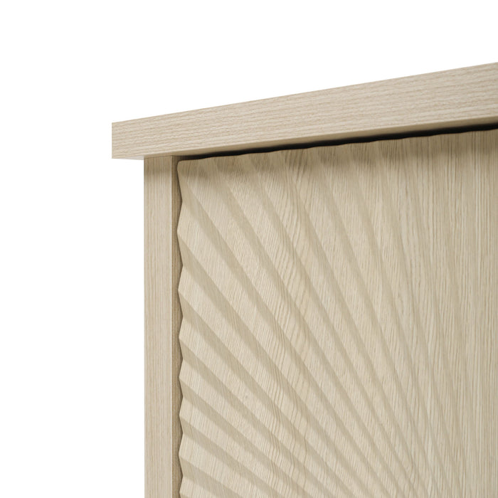 4 Door Sideboard, Carved Sideboard Buffet Cabinet With Storage, Modern Coffee Bar Cabinet With Adjustable Shelf For Living Room, Dining Room, Kitchen - Natural