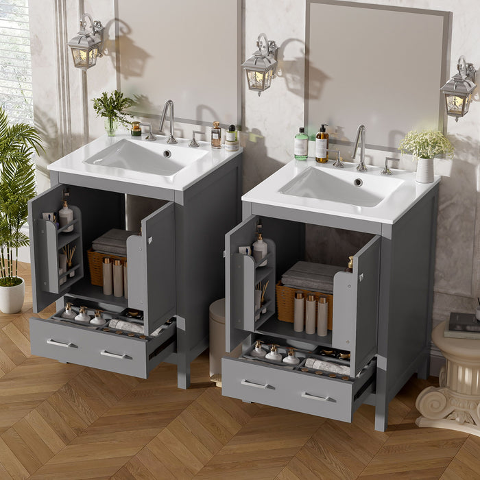 Bathroom Vanity With Integrated Undermount Ceramic Sink, 2 Doors And 1 Drawer, Soft Close Hinges