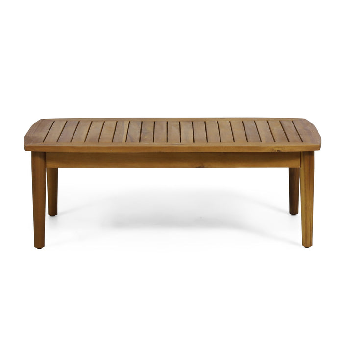 Outdoor Acacia Wood Loveseat Set With Coffee Table