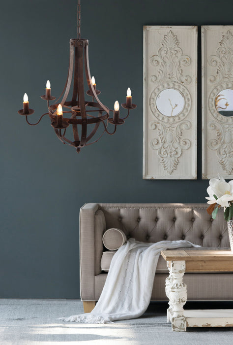 6 Light Metal Chandelier, Hanging Light Fixture With Adjustable Chain For Kitchen, Bulb Not Included - Black