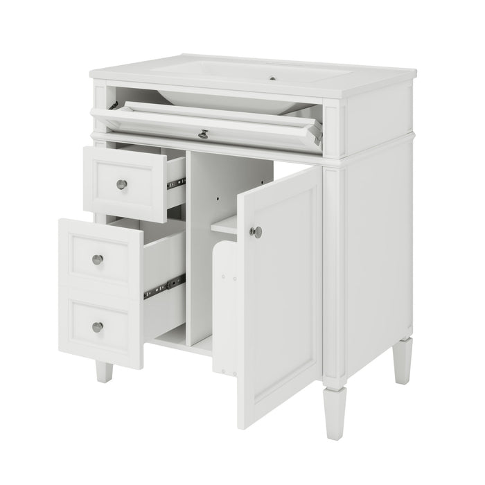 Bathroom Vanity With Top Sink, Modern Bathroom Storage Cabinet With 2 Drawers And A Tip-Out Drawer