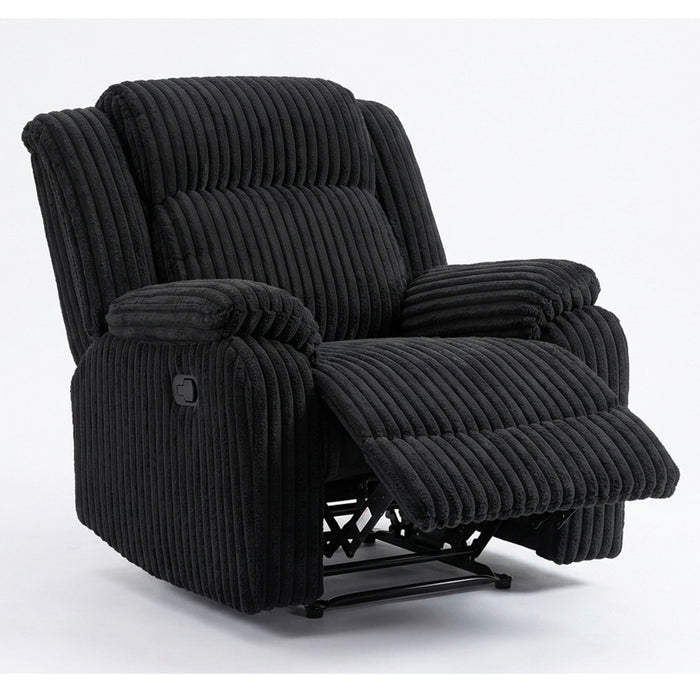 Motion Recliner Chair With Plush Armrests For Living Room, Soft Seat - Black