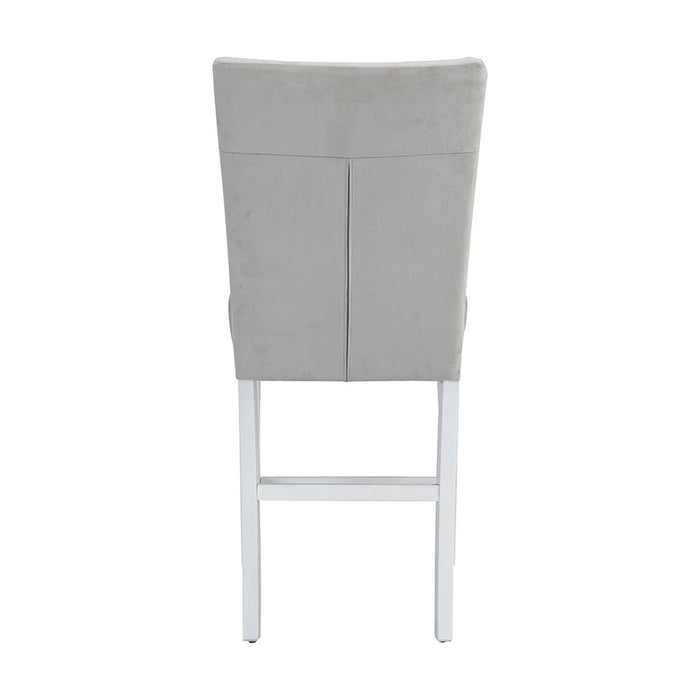 Elizaveta - Counter Height Chair Set of 2) - Gray Velvet &White High Gloss