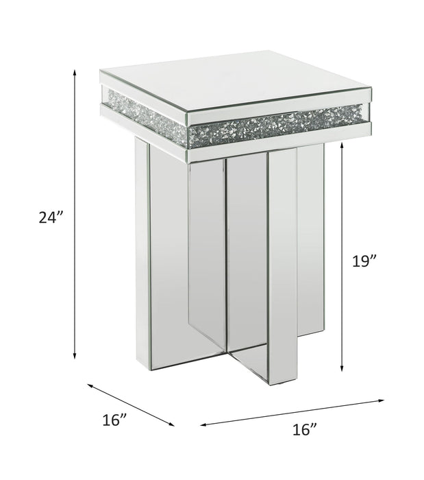 Noralie - 24"H End Table - Mirrored & Faux Diamonds
