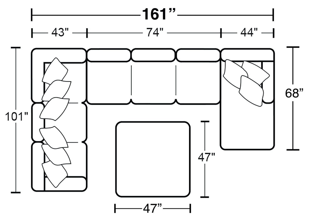 Glacier - Sectional With Cocktail Ottoman