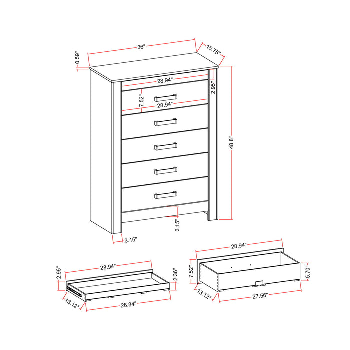 Lorenzo - 5 Piece Bedroom Set With Glittered Detailing