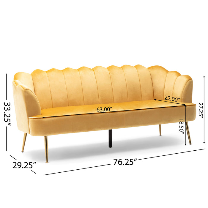 Modern Glam 3 Seater Sofa With Velvet Texture