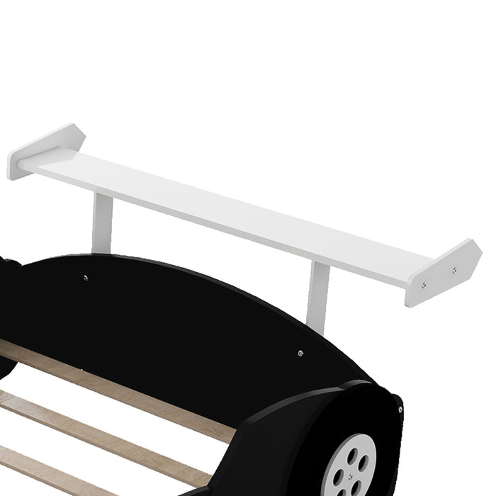 Race Car-Shaped Platform Bed With Wheels