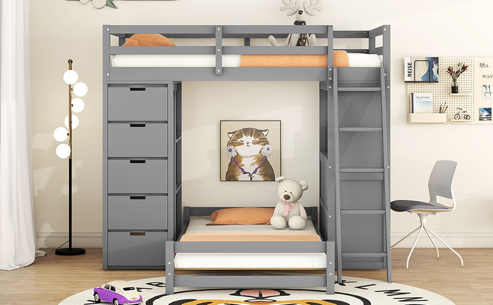 Bunk Bed With LED Light And USB Ports