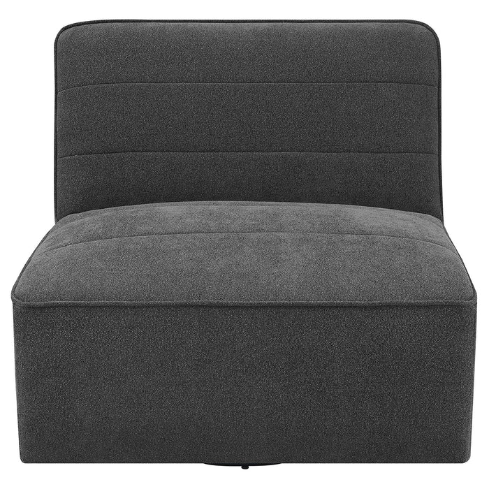 Cobie Upholstered Armless Swivel Chair Dark Charcoal