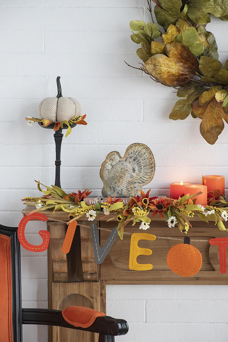 Resin Turkey With Pumpkin Rustic, For Harvest Festival Fall Festival & Thanksgiving Table Decorations (Set of 2) - Gray