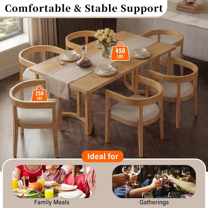 Rectangular Dining Table Set For 6 With Upholstered Barrel Back Chairs