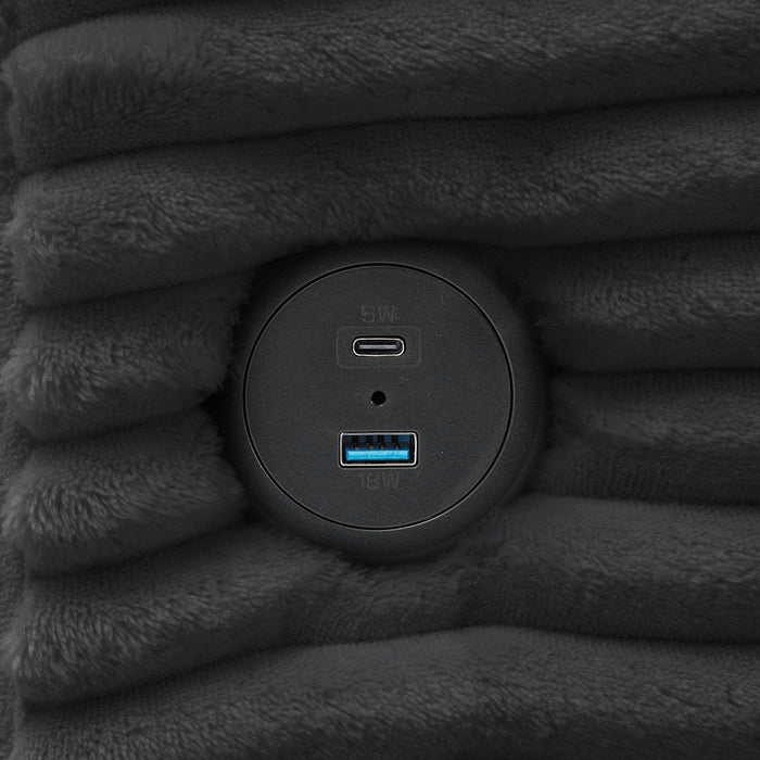 2 Seater L Shaped Chaise Sofa With Reversible Cushion, USB - C Charging Port, Storage Pocket, Convertible Left / Right Design