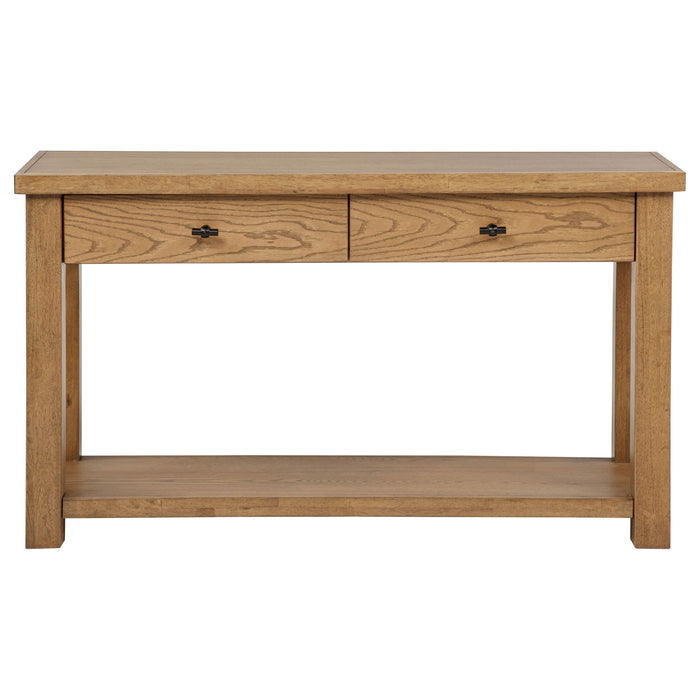 Beasley 2-Drawer Wood Console Table Golden Oak