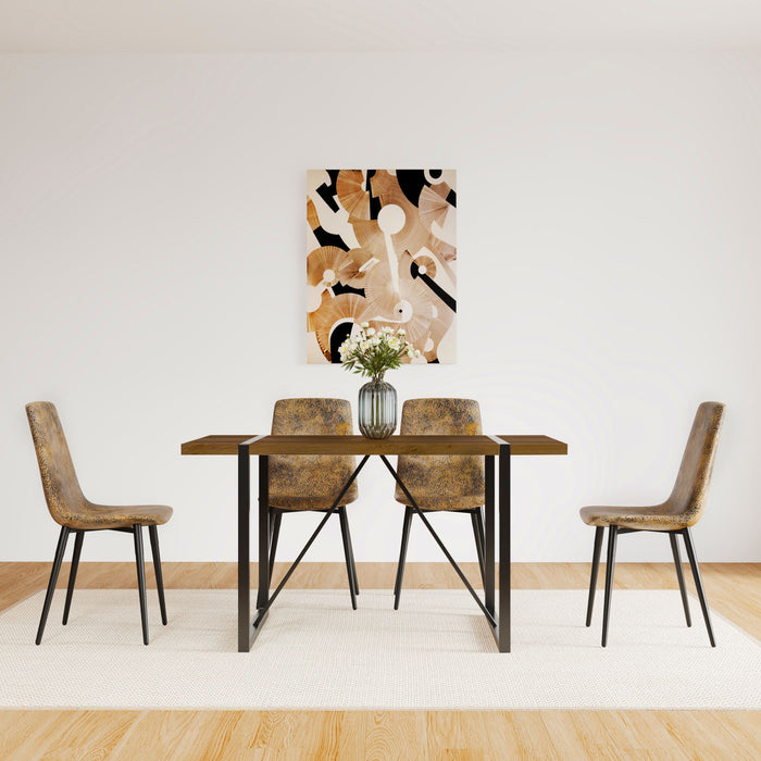 Modern Dining Table With Metal Legs For 4 - 6 Person