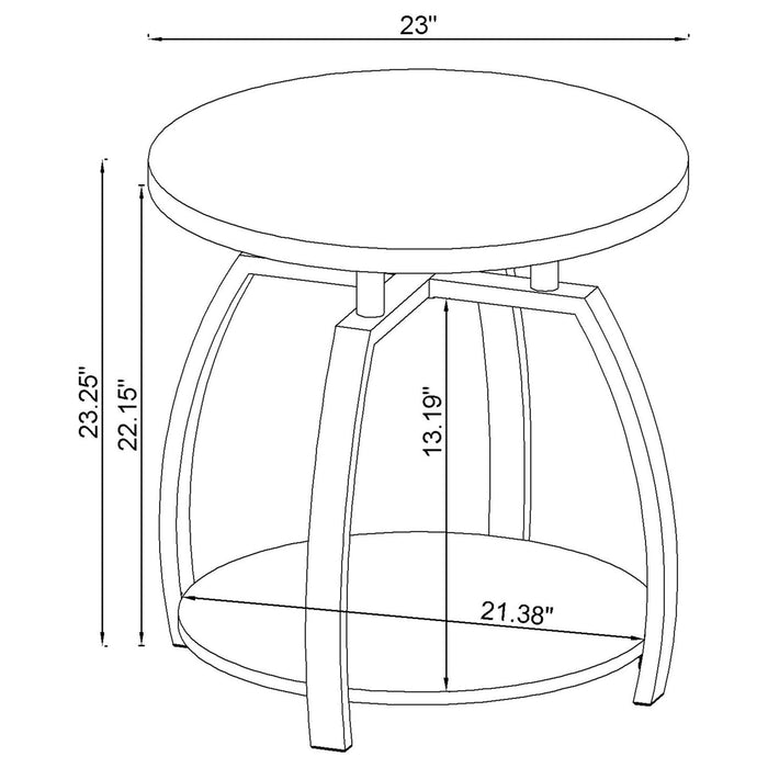 Dacre 3-piece Round Coffee and End Table Set Dark Charcoal