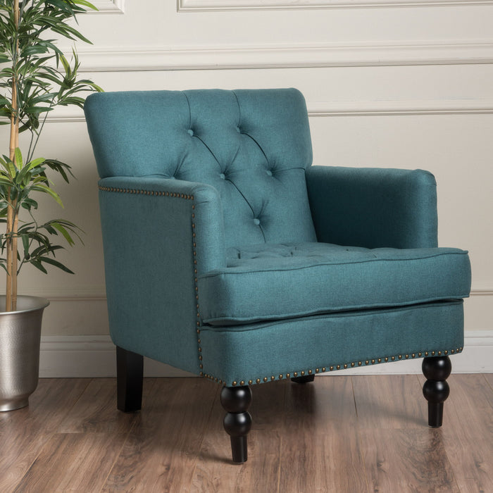 Harrison - Tufted Club Chair With Plush Cushion And Studded Trim - Dark Teal