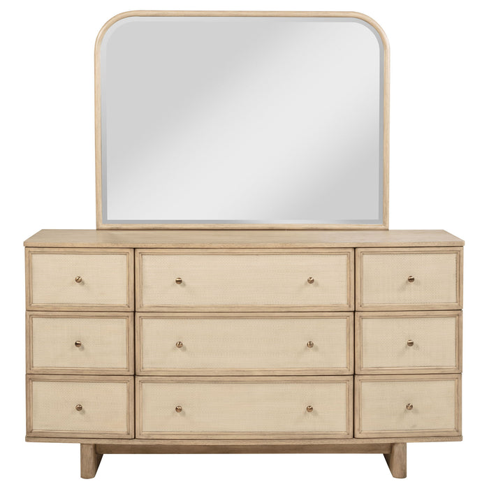 Kimpton - 9 Drawer Dresser With Mirror - Beige