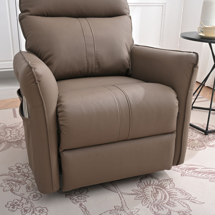 Electric 270° Swivel Rocking Glider Chair For Living Room (Brown)