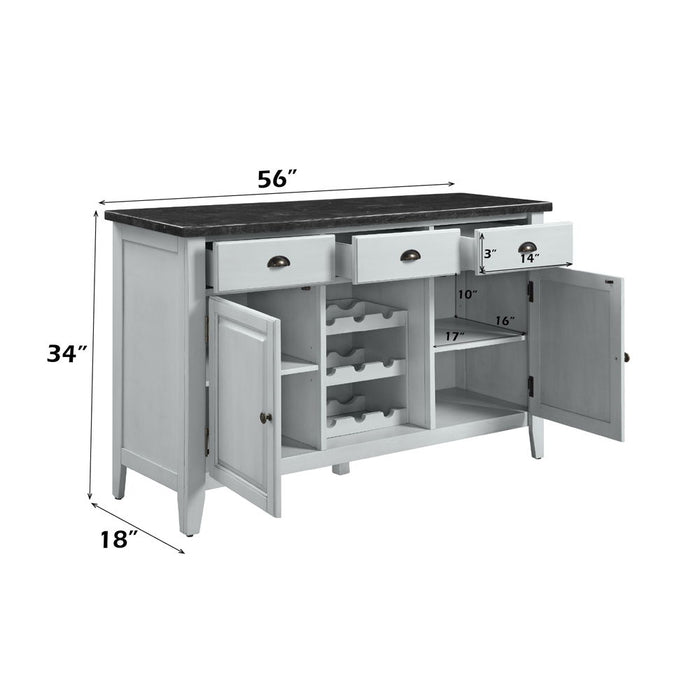 Lanton - Server - Natural Marble & Antique White