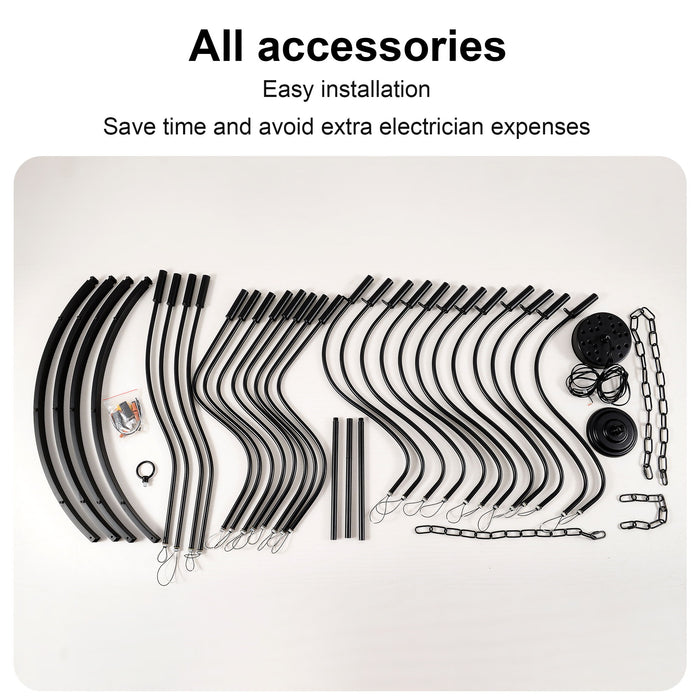 24 Light Chandelier Industrial Iron Candle Chandelier Modern Suspended Farmhouse Chandeliers Pendant Light Fixtures For Dining Room Bedroom Living Room Kitchen Island Foyer E12 Bulb (No Include) - Black