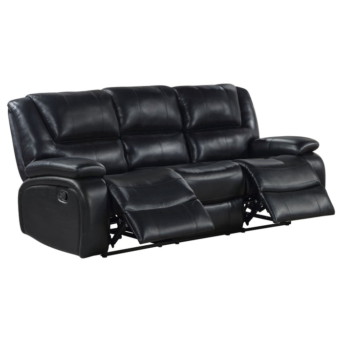 Camila 3-piece Upholstered Reclining Sofa Set Black