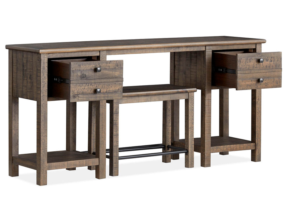 Smithton - Rectangular Sofa Table With 1 Stool - Homestead Brown