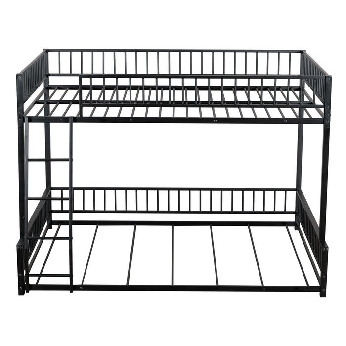 Bunk Bed Frame With Ladder And Safety Guardrails