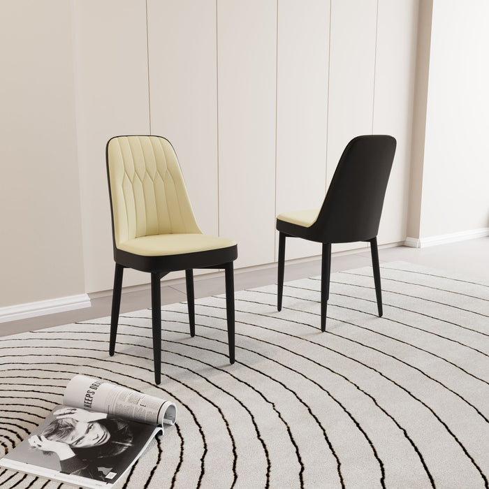 Modern Dining Chair With Cushions And Metal Legs