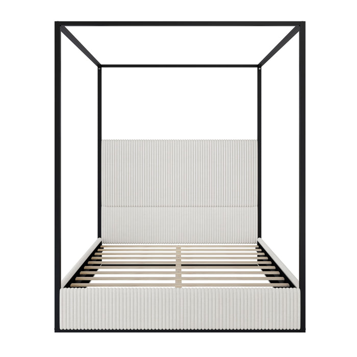 Canopy Bed With Tall Upholstered Headboard And 4 Poster
