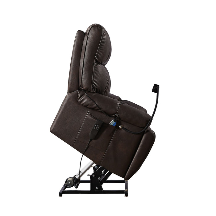 Recliner Chair With Phone Holder, Electric Power Li Feet Recliner Chair With 2 Motors Massage And Heat For Elderly, 3 Positions, 2 Side Pockets, Cup Holders - Brown