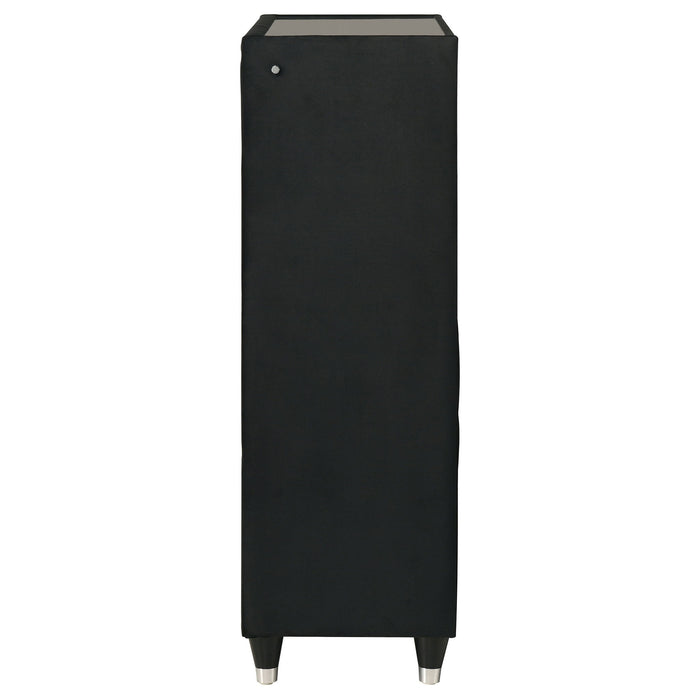 Ravenne 5-drawer Velvet Upholstered LED Chest of Drawers Black