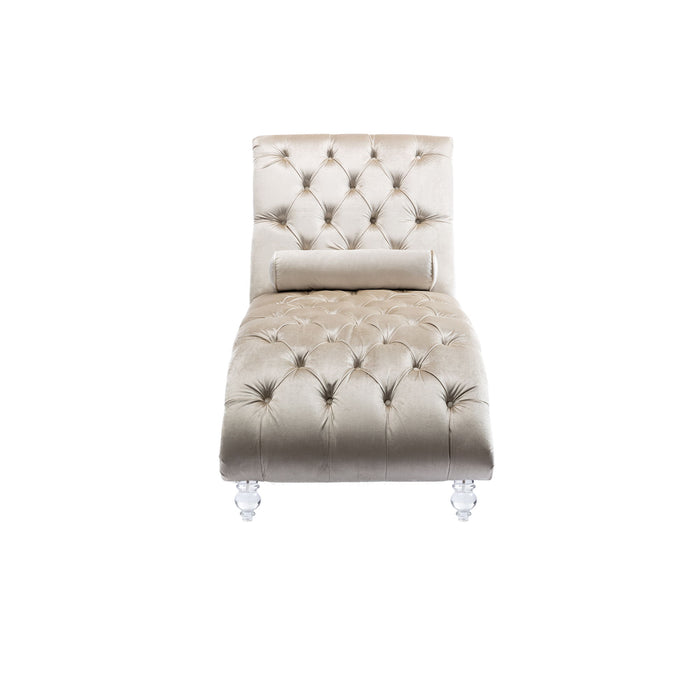 Velvet Chaise Lounge Indoor, Button Tufted Upholstered Chaise Lounge Chair With Pillow