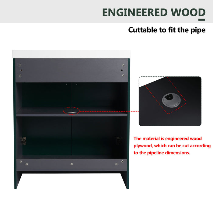 Contemporary Freestanding Bathroom Vanity With Resin Sink & Soft-Close Cabinet Doors