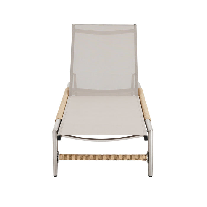 Hargrove - Outdoor Patio Aluminun Chaise Lounge, Outdoor Mesh Seat - Natural / Silver