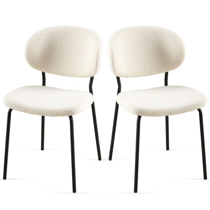 Boucle Dining Chairs, Dining Chairs With Metal Legs For Dining Room, Kitchen, Living Room