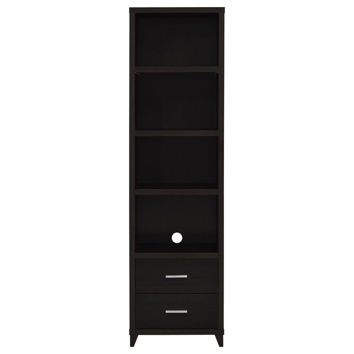 Media Tower With And Drawer With Adjustable Shelves Handles - Brown