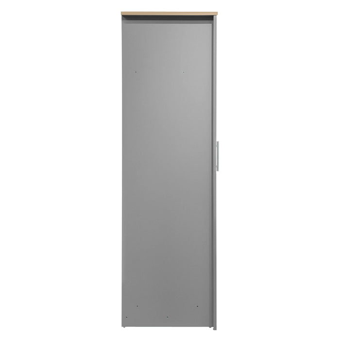 3 Door Storage Wardrobe With Cabinets And 2 Hanging Rods - Gray