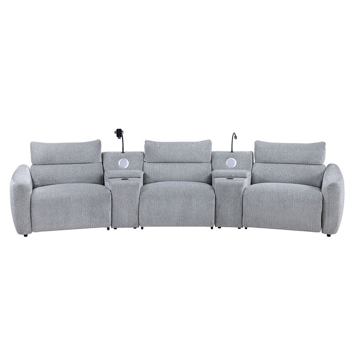 Fullar - RAF Modular Power Motion Recliner - Light Gary Chenille