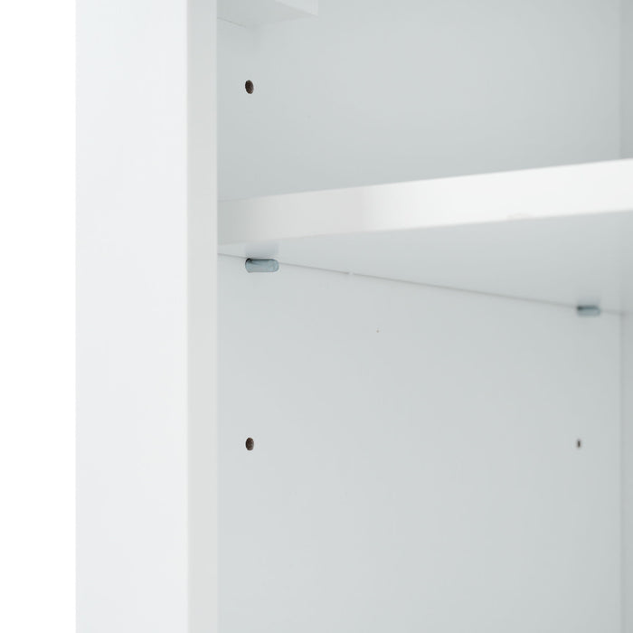 Freestanding Bathroom Vanity Tall With Damping Hinge Doors, Adjustable Shelves - White