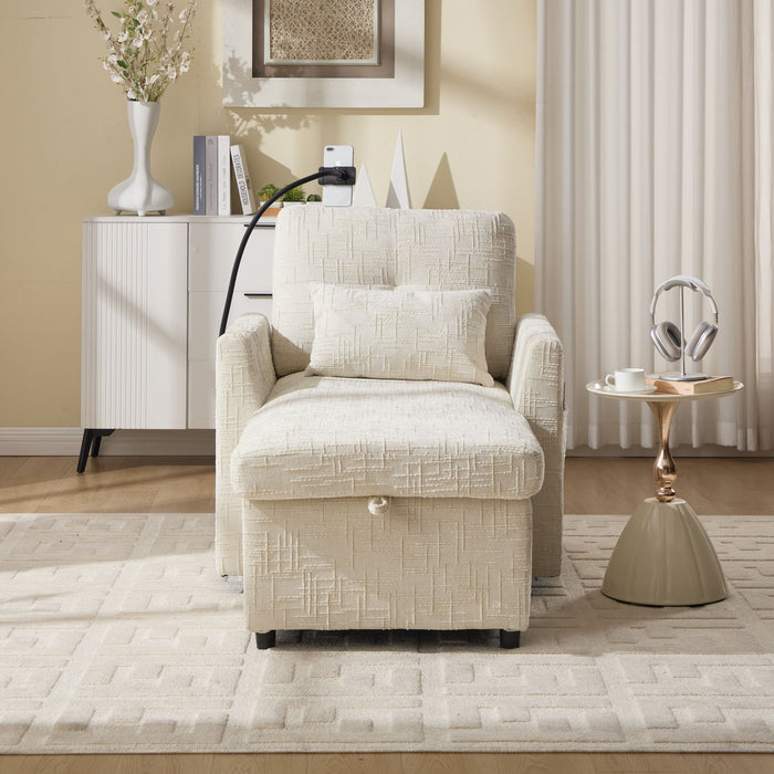 Multifunctional Chenille Recliner Sofa With Storage And Phone Bracket